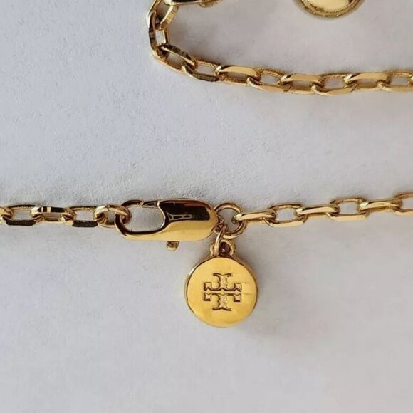 Tory Burch Lacquered Logo Convertible Rosary Necklace 36 in in Ivory NEW - Picture 4 of 11